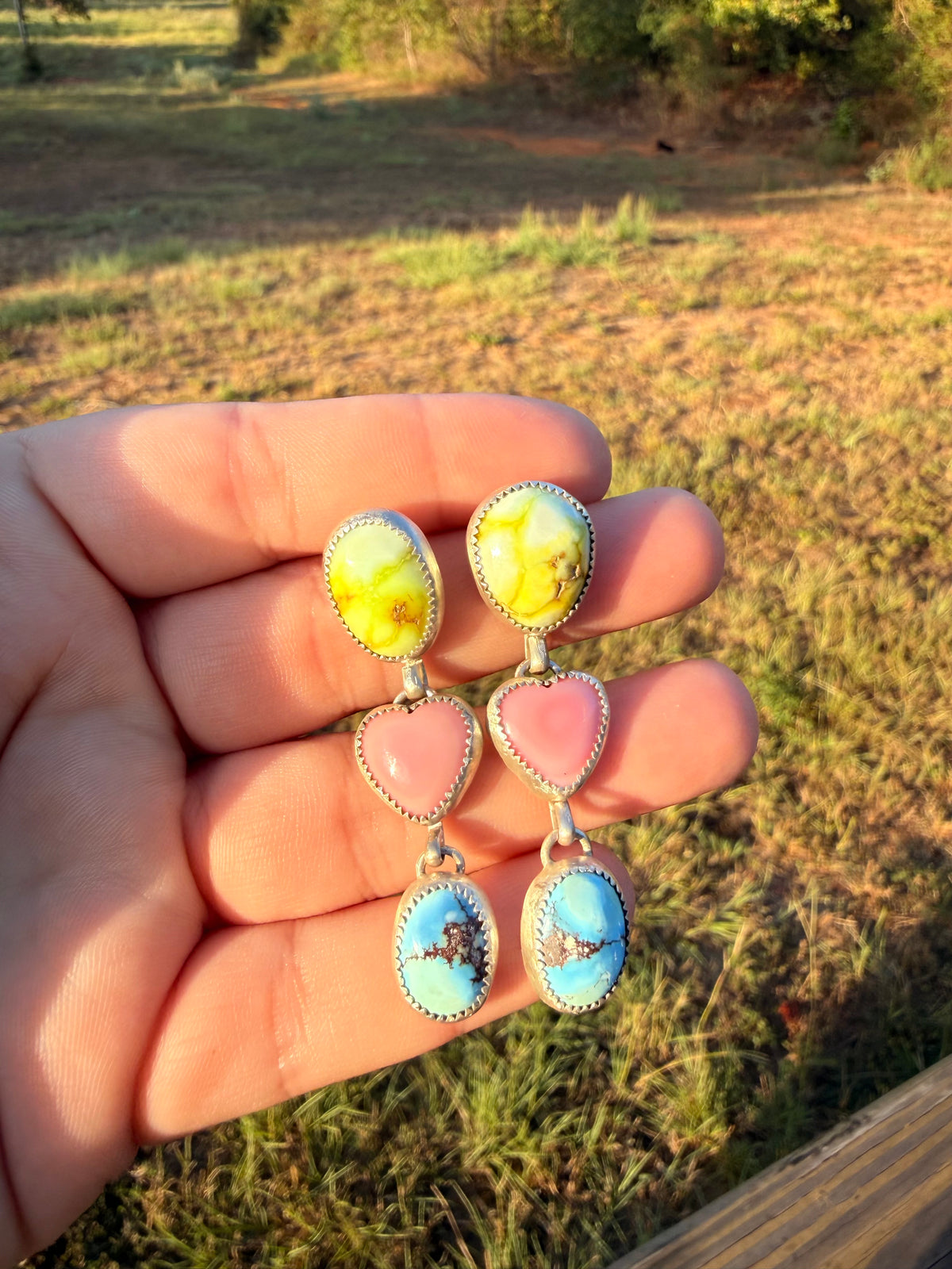 Multi Stone Dangle Earrings