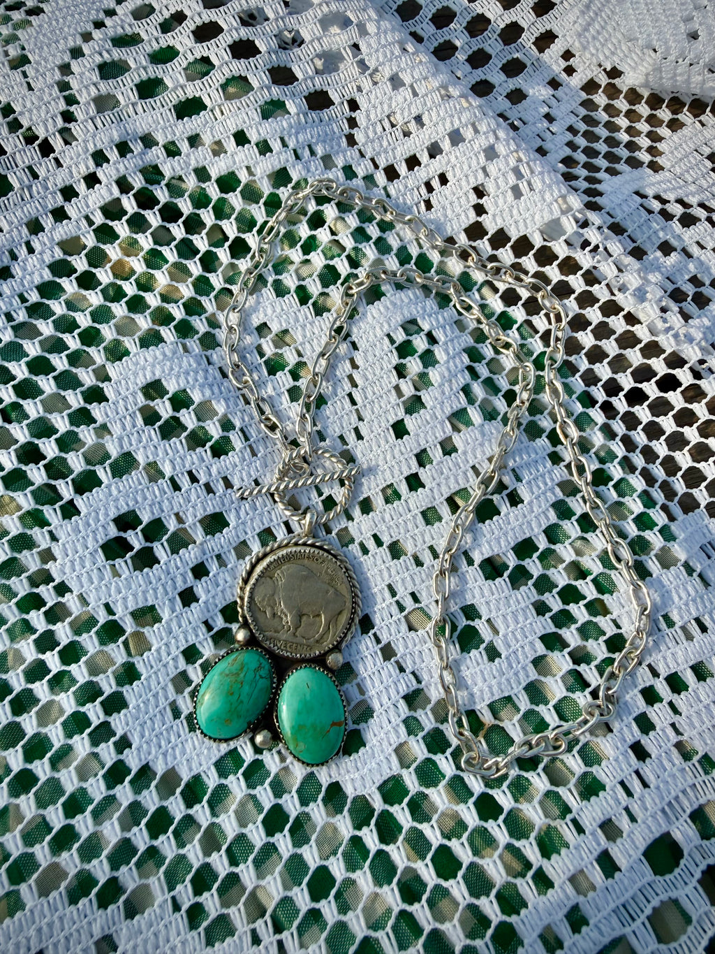 Buffalo Nickel & Kingman Toggle Necklace