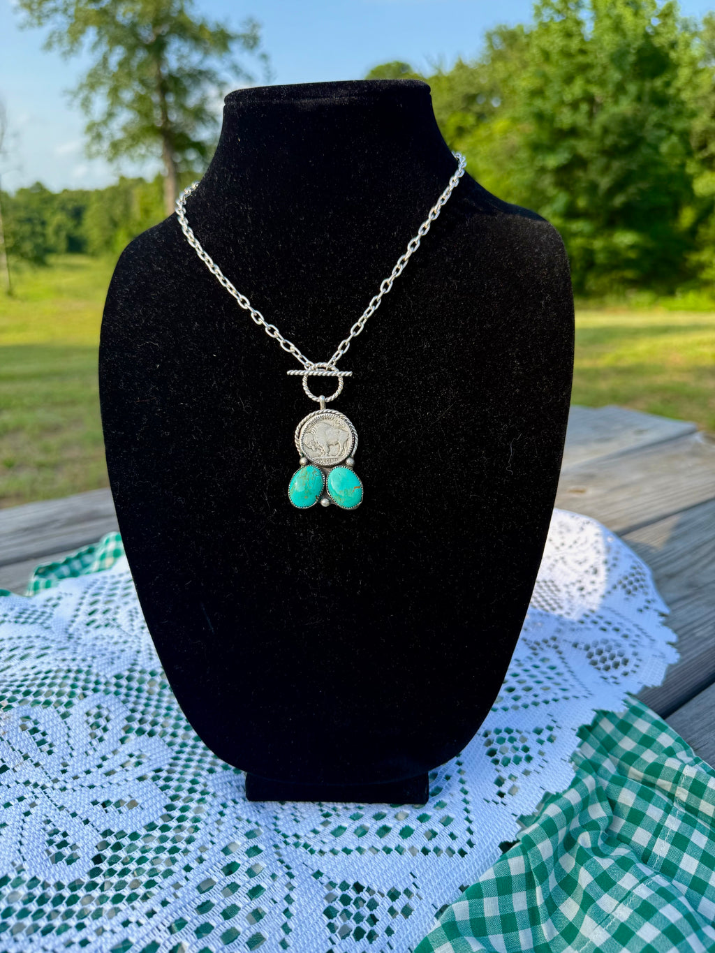 Buffalo Nickel & Kingman Toggle Necklace