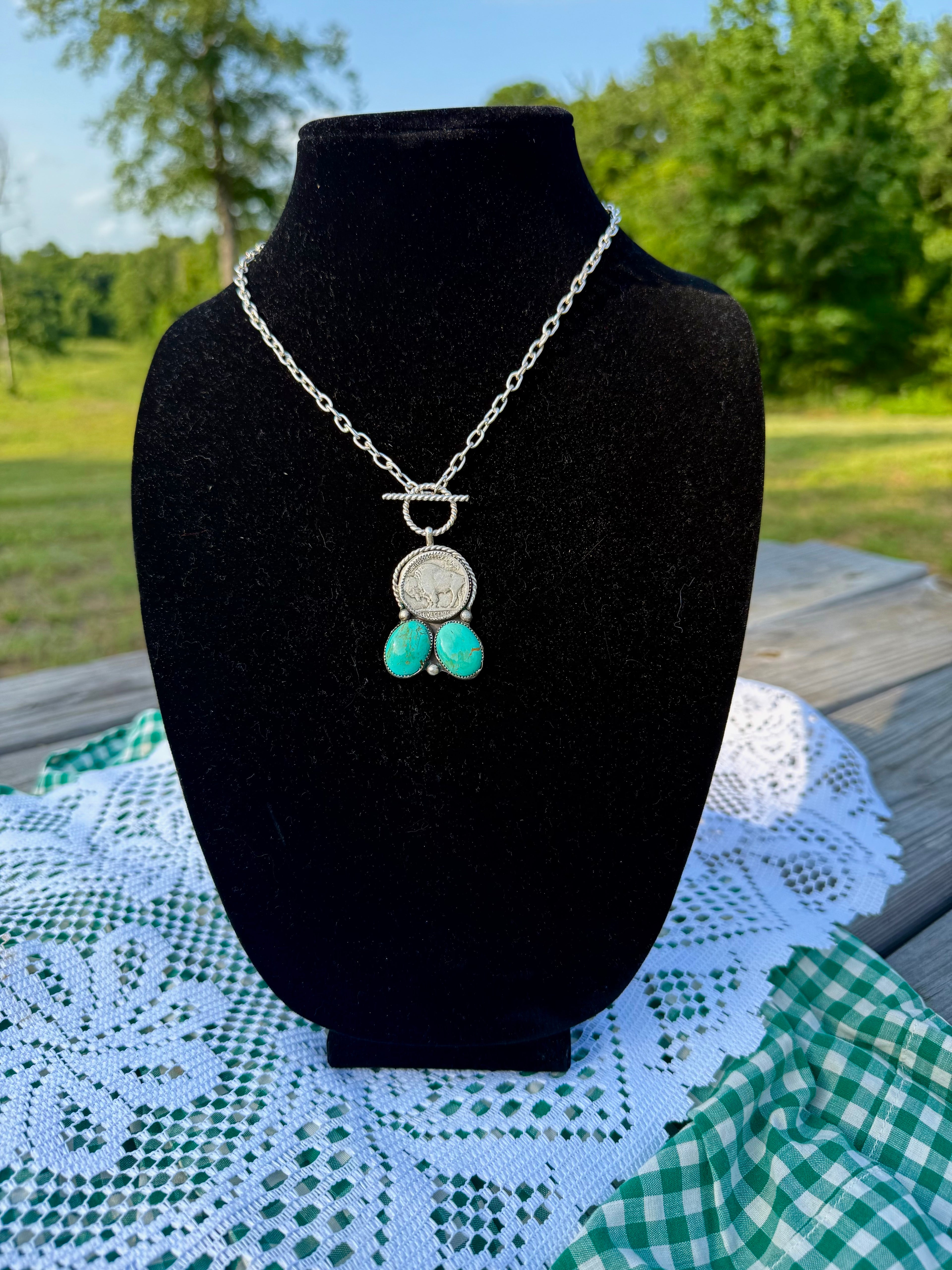 Buffalo Nickel & Kingman Toggle Necklace