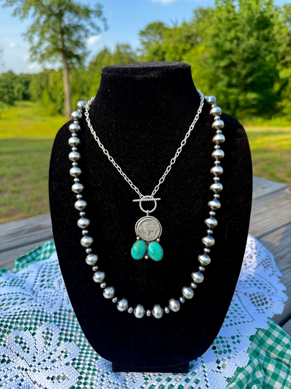 Buffalo Nickel & Kingman Toggle Necklace