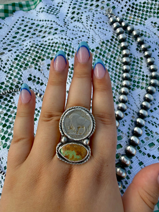 Kingman & Buffalo Nickel Ring