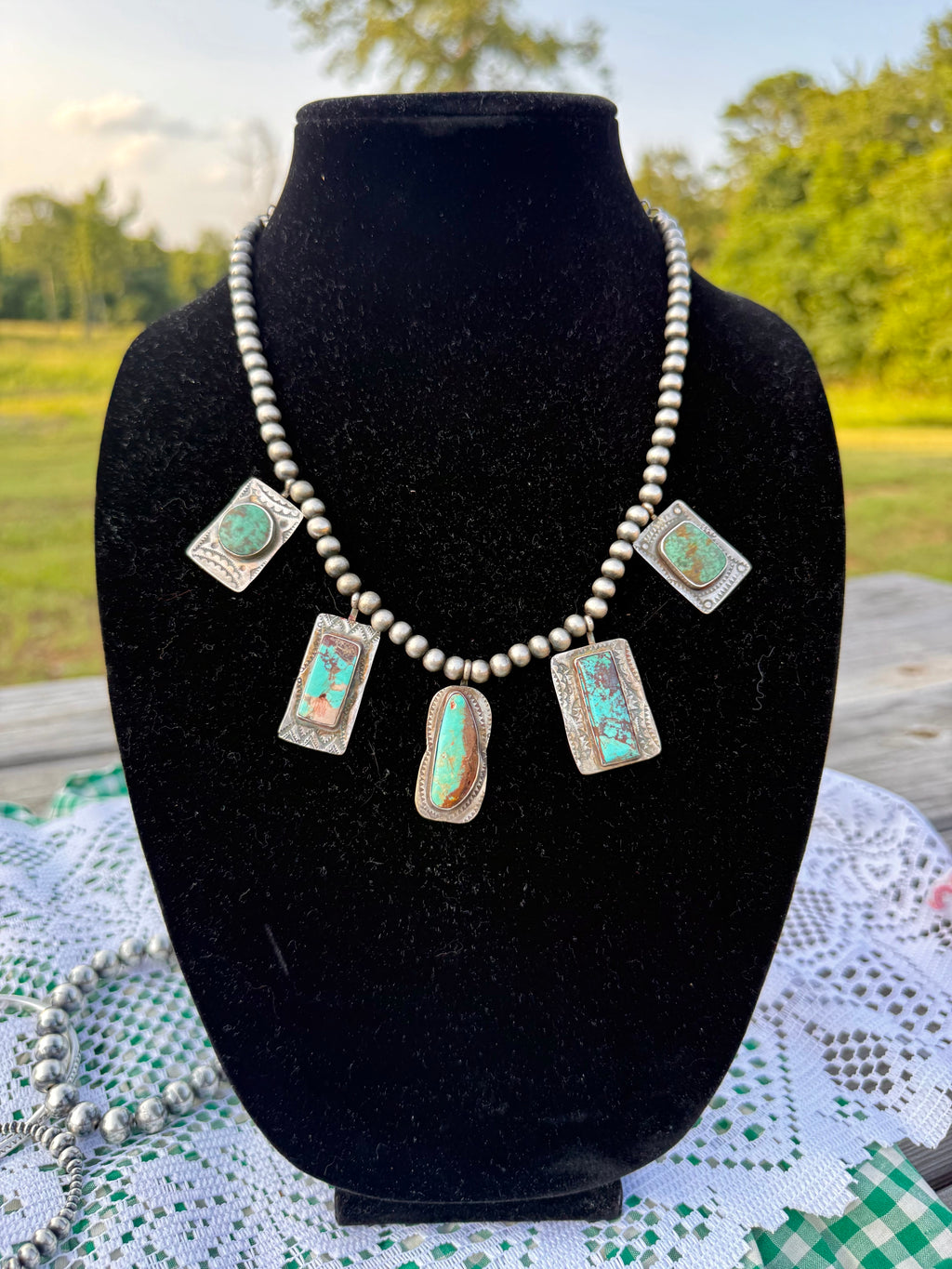 Five Pendant Statement Necklace