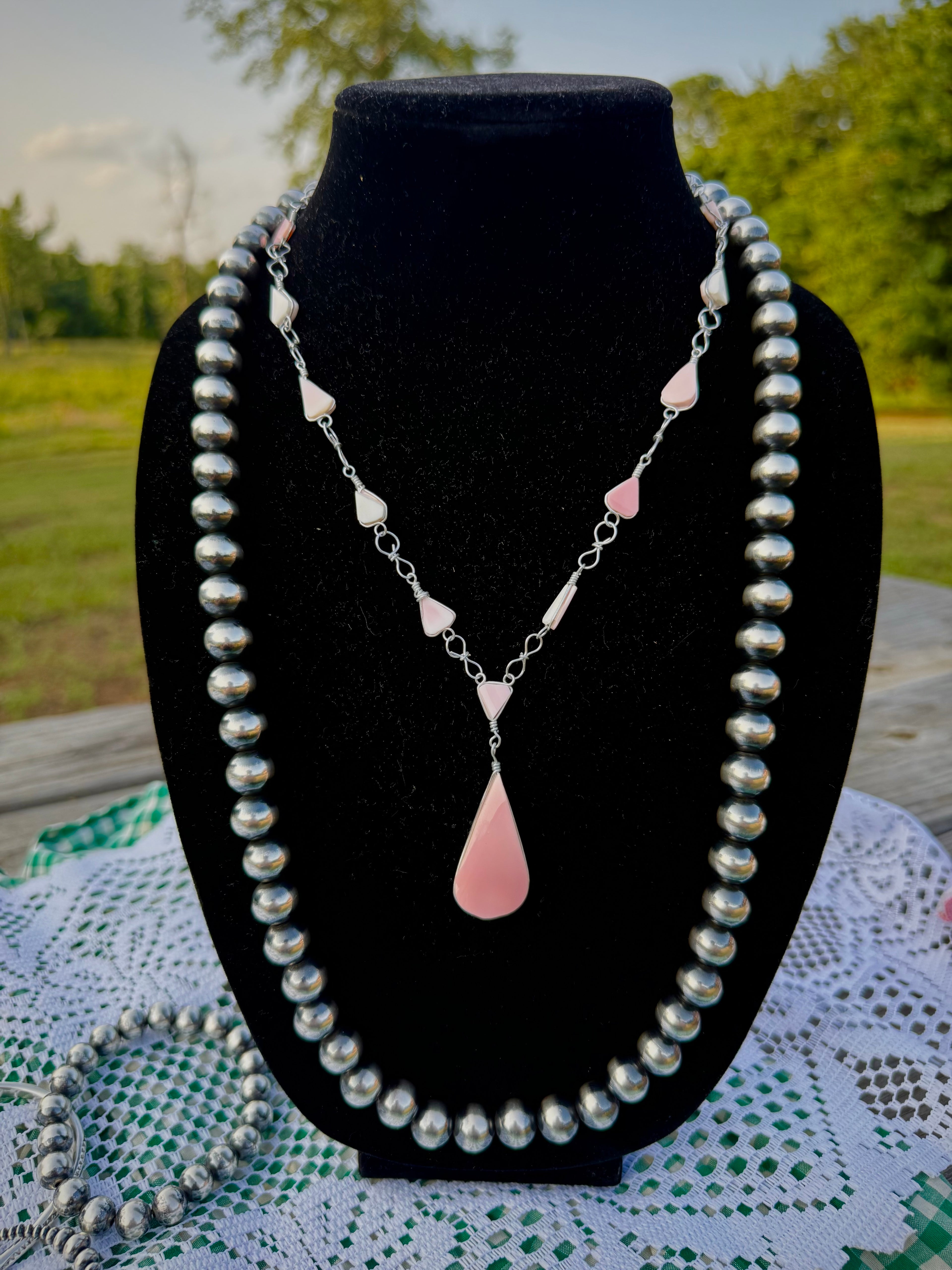 Pink Conch Lariat & Ring