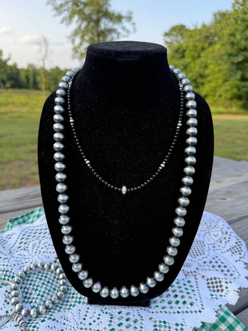 Black Onyx & Pearl Necklace & Earrings