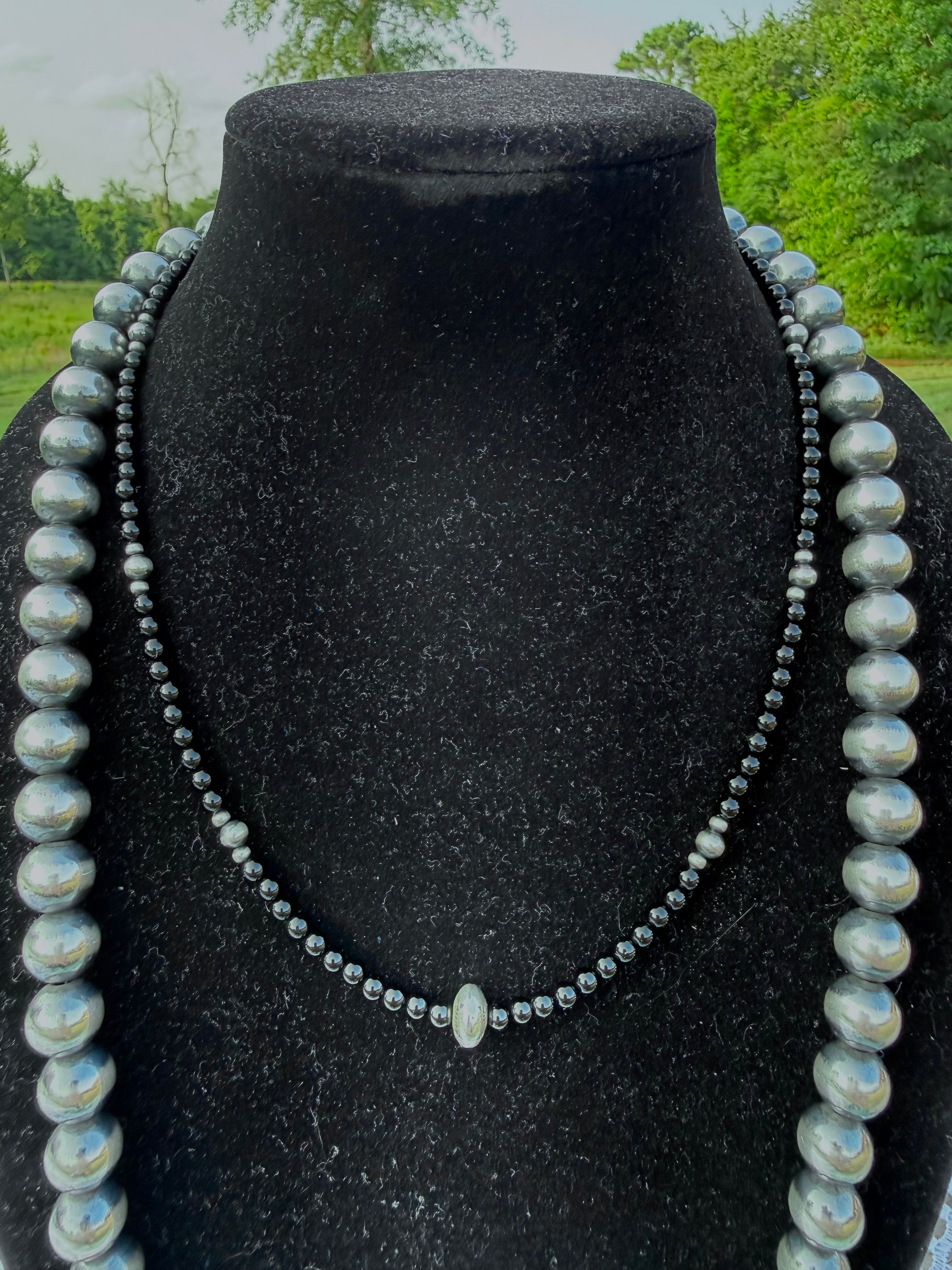 Black Onyx & Pearl Necklace & Earrings