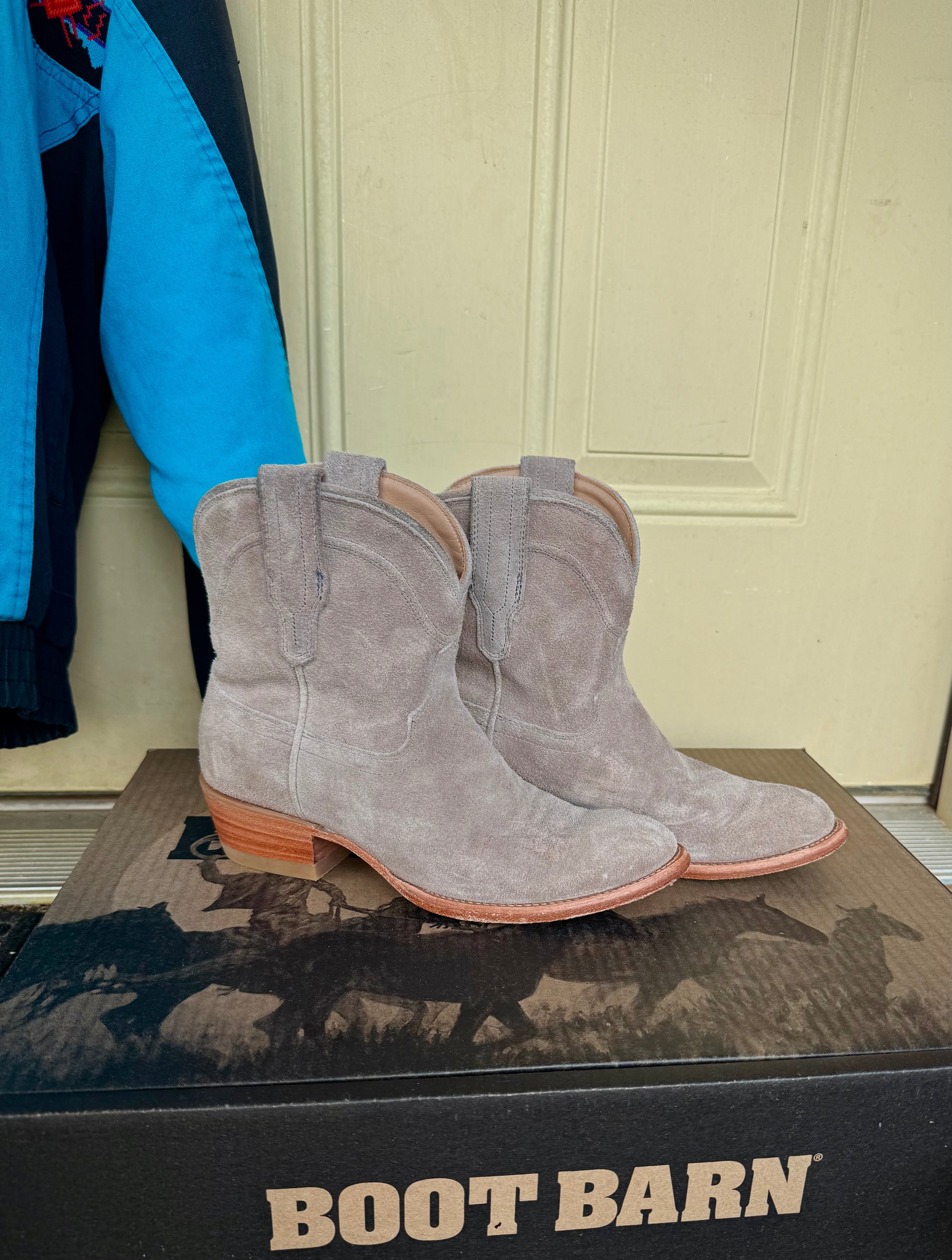 Tecovas Nude Suede Booties