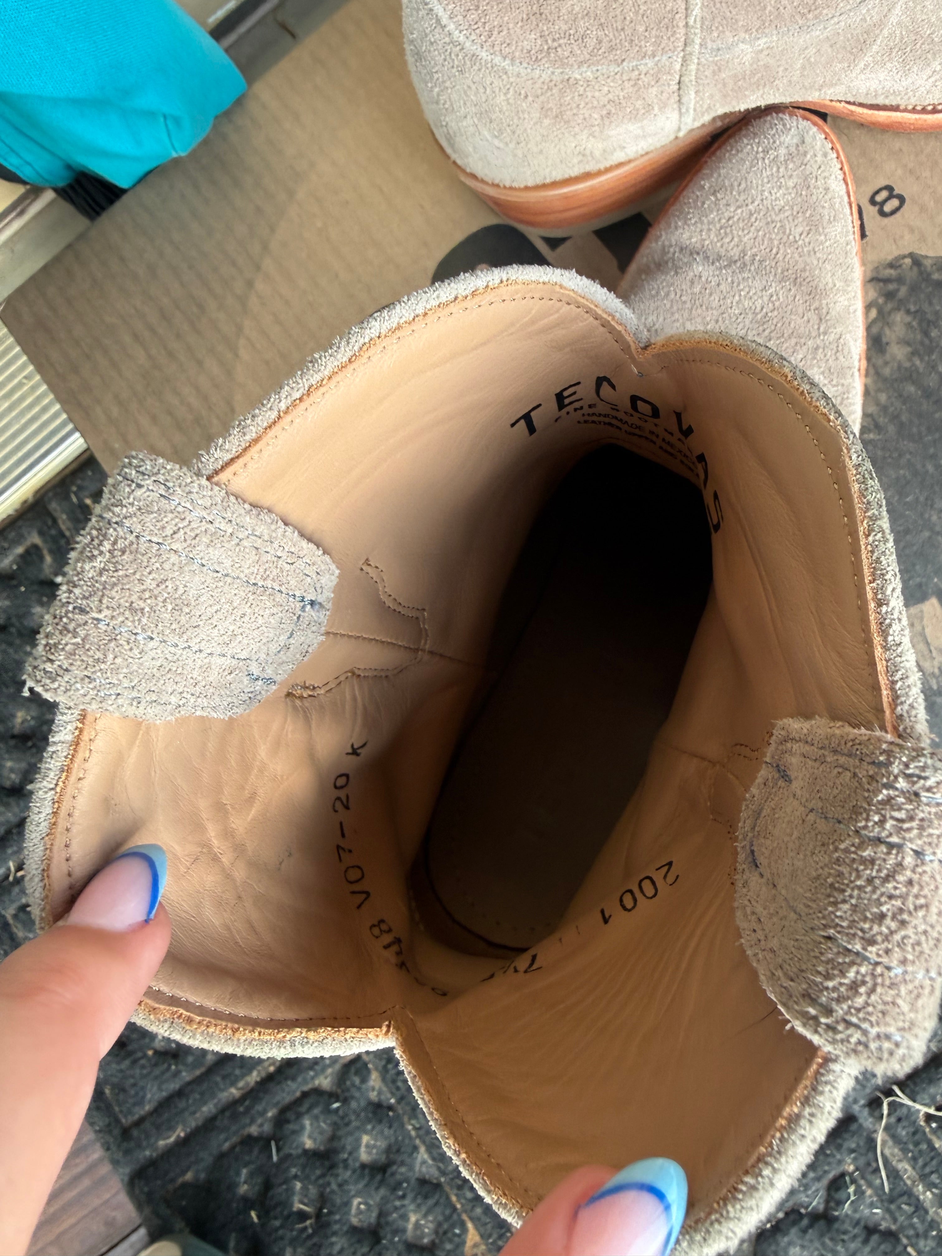 Tecovas Nude Suede Booties